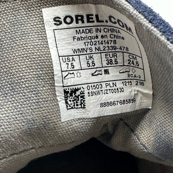 Sorel Out N About Leather Rain Boots Women's 7.5 Blue/Black Lace-Up Ankle NL2339 - Picture 6 of 7